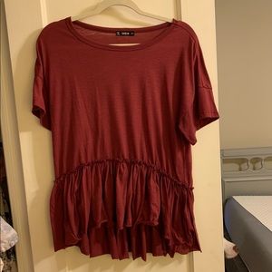 Maroon Ruffle Top